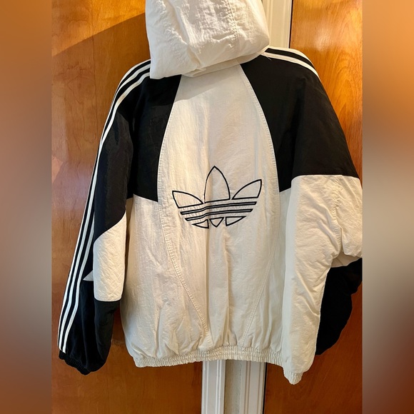VTG Mens XL Adidas Zip Up Jacket RARE! Vintage! Cream Off White Zebra - Picture 2 of 5